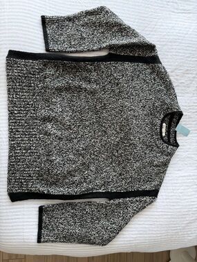 Lou & Grey Black and White Marled Crewneck Sweater